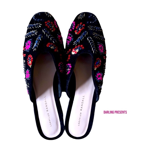 LOEFFLER RANDALL QUIN EMBELLISHED VELVET MULES WOMEN COLOR MULTI SIZE 7 - Picture 1 of 8